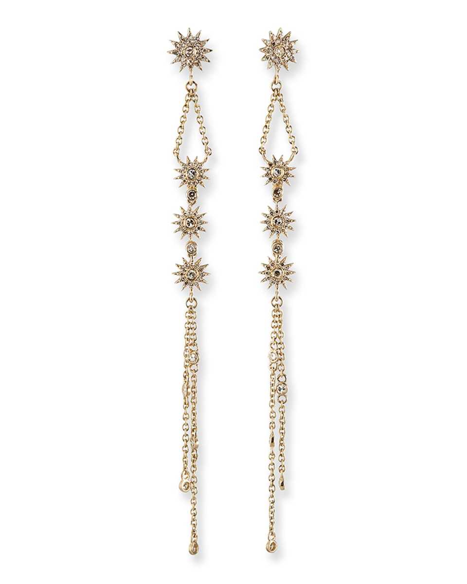 Siren 14k Gold Fringe Duster Star Earrings